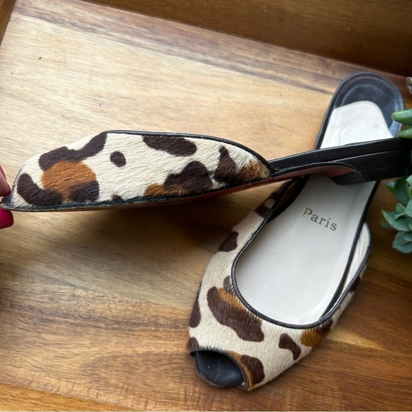 Christian Louboutin Animal Print Calf Hair Slides Sandals | Size 36 US 6 w/ Box - Picture 7 of 15